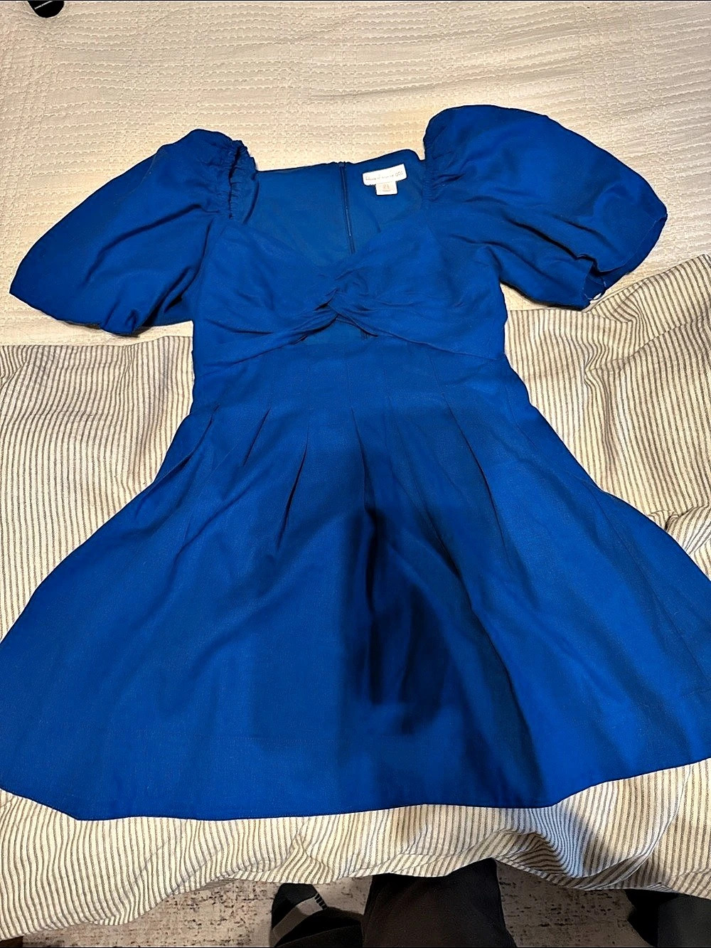 House of Harlow 1960 Blue Puff Sleeve Mini Dress Size Medium